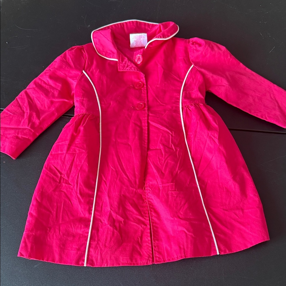 Kids Pink Coat with White Trim